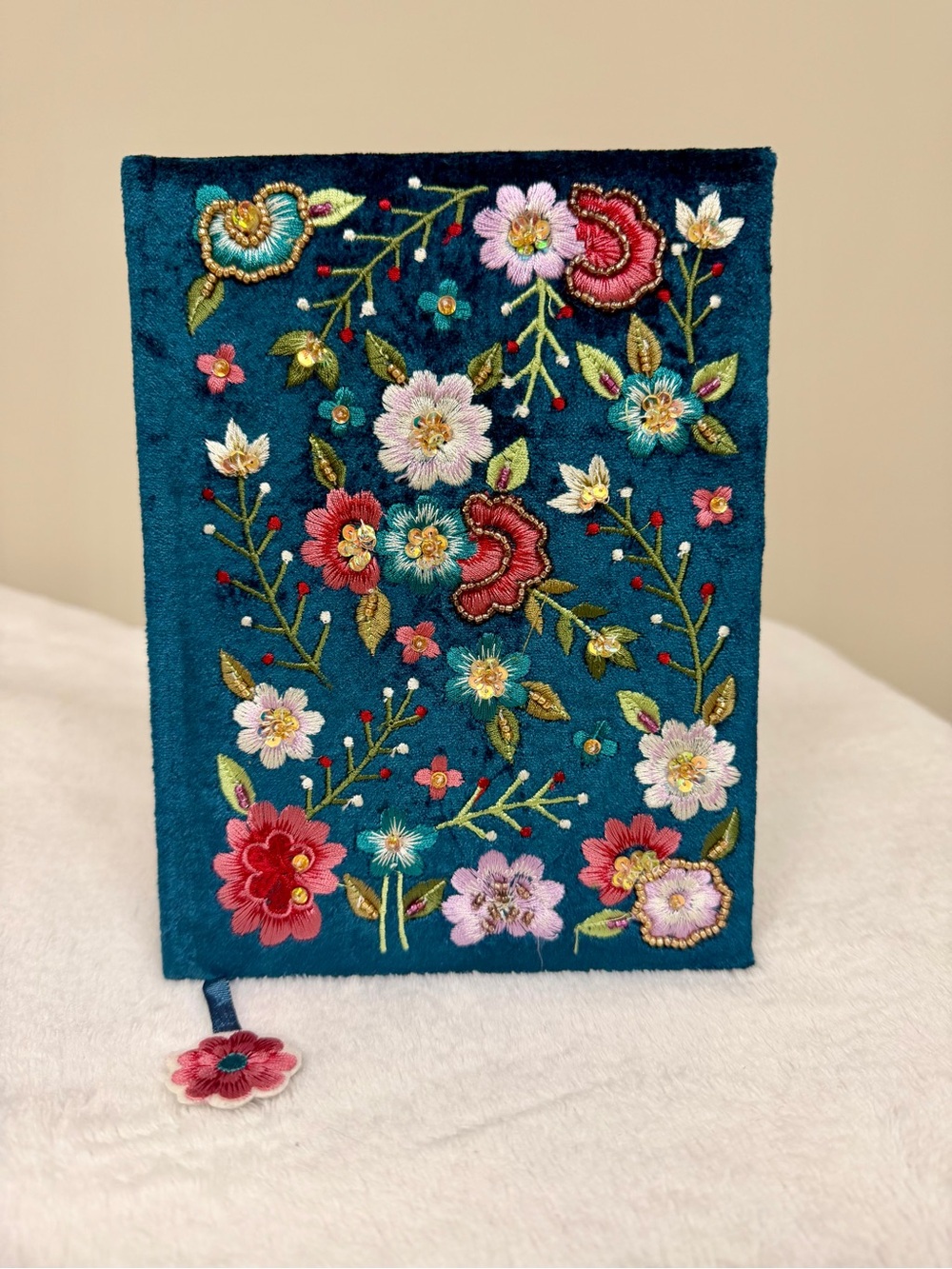 Hand-Crafted Embroidered Floral Journal - Picture 1 of 1